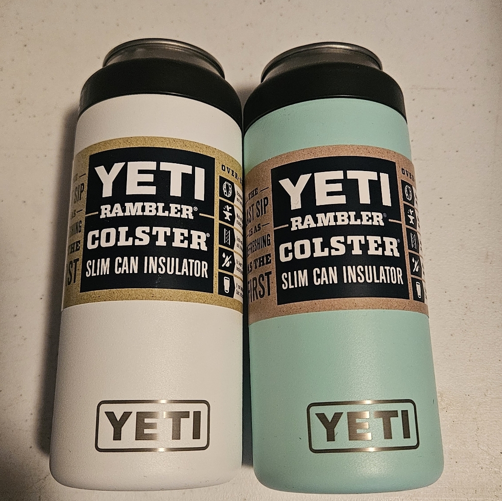 YETI Rambler Colster Slim Can Insulator Duo - White and Mint